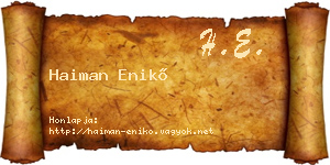 Haiman Enikő névjegykártya
